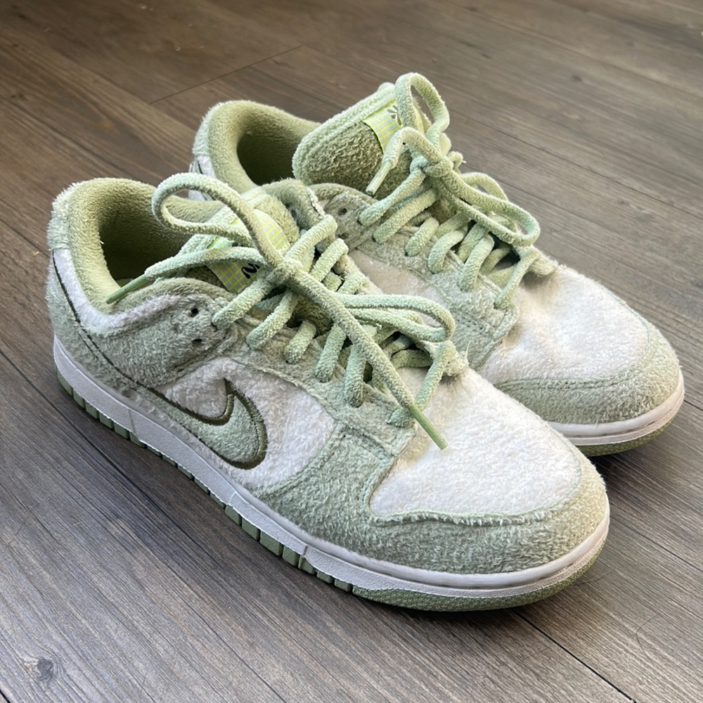 Nike green plush sneakers worn twice